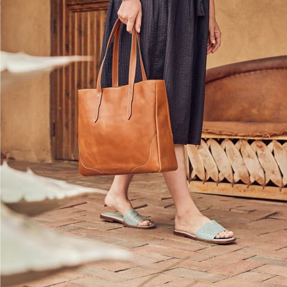 Tecovas Cognac Brown Leather Tote